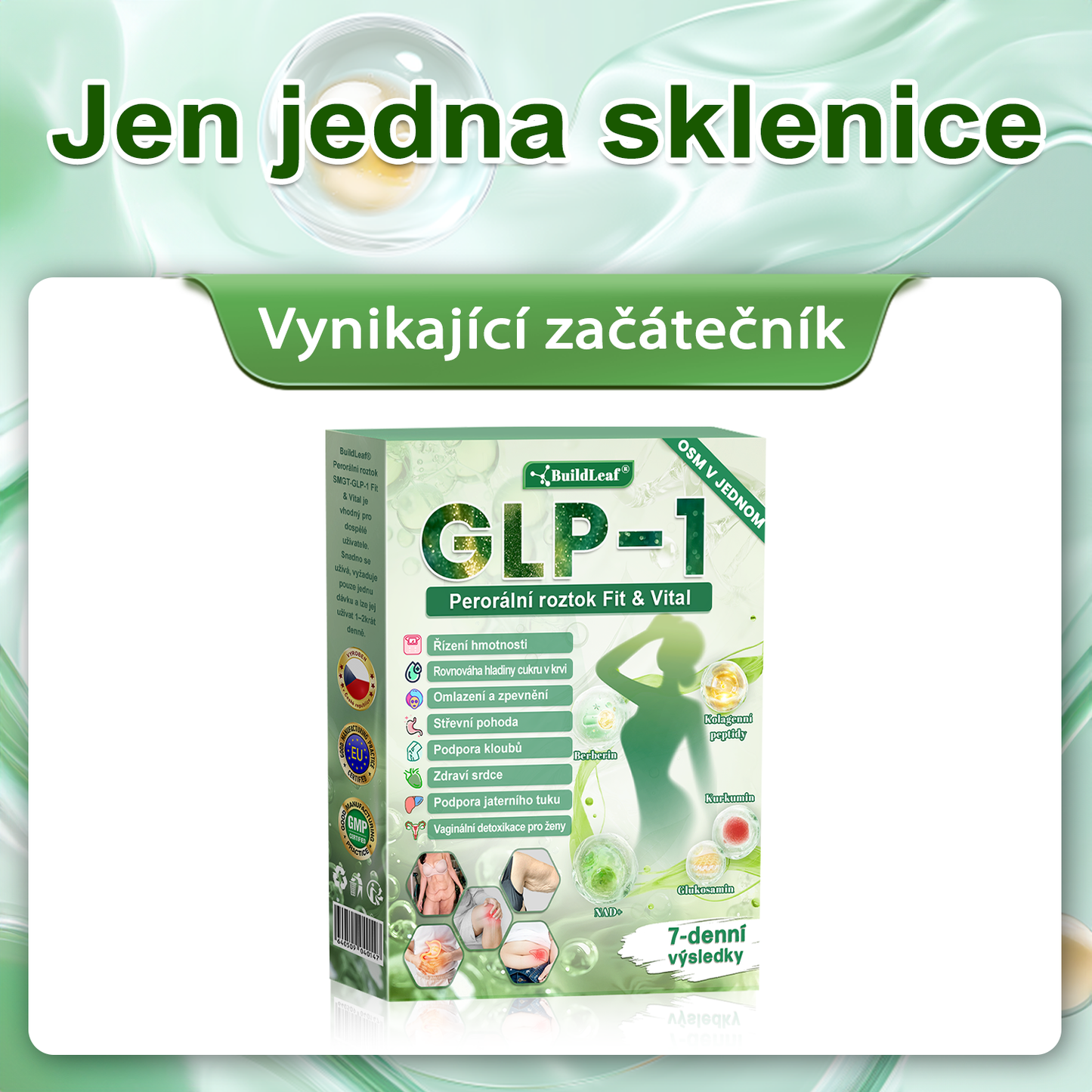 BuildLeafe® GLP-1 8-in-1 Fit & Vital Szájhigiéniai oldat Alkalmas elhízás, szív- és érrendszeri egészség, cukorbetegség, alvási apnoe, bélrendszeri egészség, ízületiproblémák és egyéb egészségügyi igények esetén