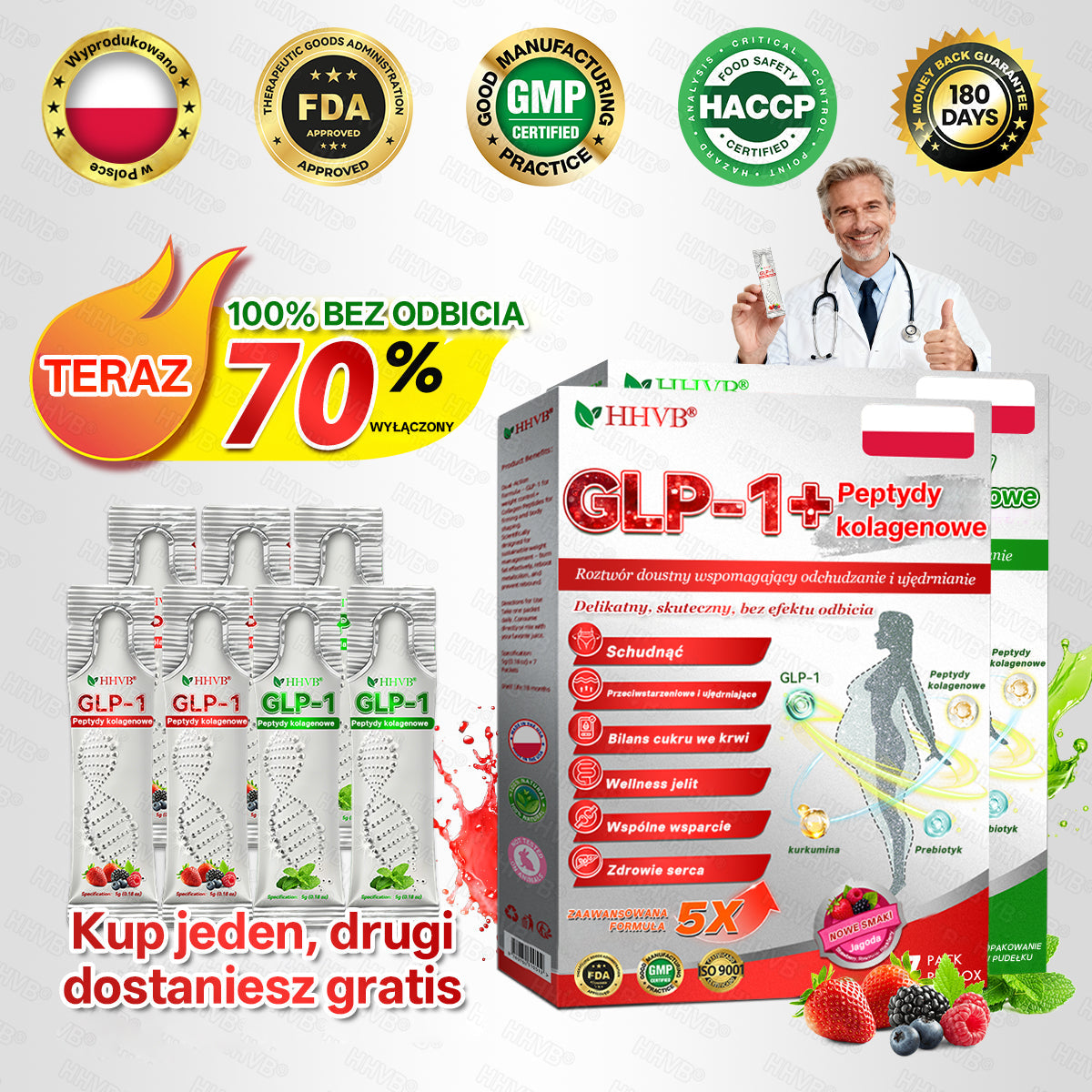 Oficjalny Sklep 𝐇𝐇𝐕𝐁®🌿 GLP-1 + Peptydy Kolagenowe – płyn doustny wspierający odchudzanie i ujędrnianie skóry 🔥 Wzbogacony o Matrixyl 3000, pomaga przy ✅ otyłości, poprawie jędrności skóry, wsparciu serca, cukrzycy, bezdechu sennym i problemach ze stawami.
