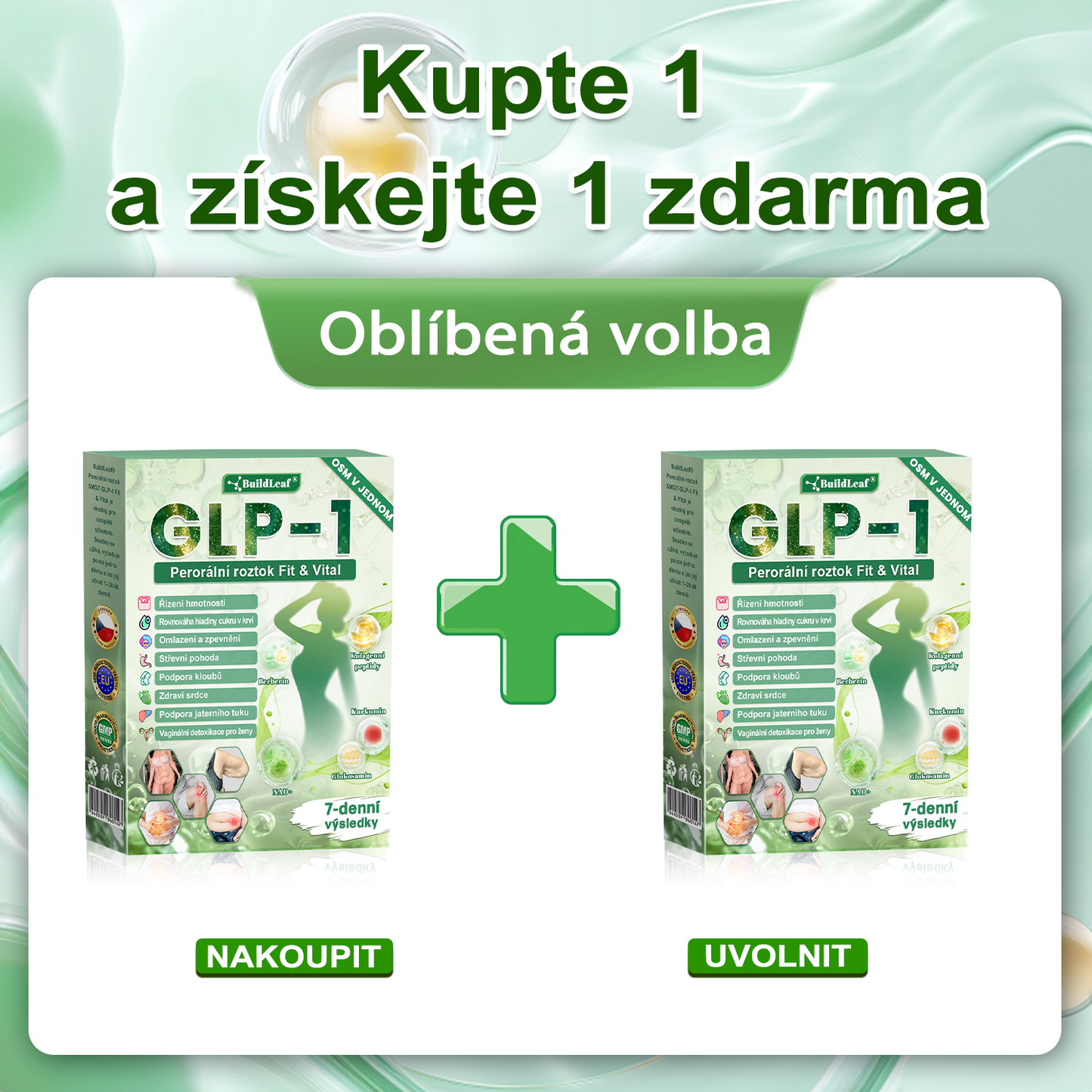 BuildLeafe® GLP-1 8-in-1 Fit & Vital Szájhigiéniai oldat Alkalmas elhízás, szív- és érrendszeri egészség, cukorbetegség, alvási apnoe, bélrendszeri egészség, ízületiproblémák és egyéb egészségügyi igények esetén